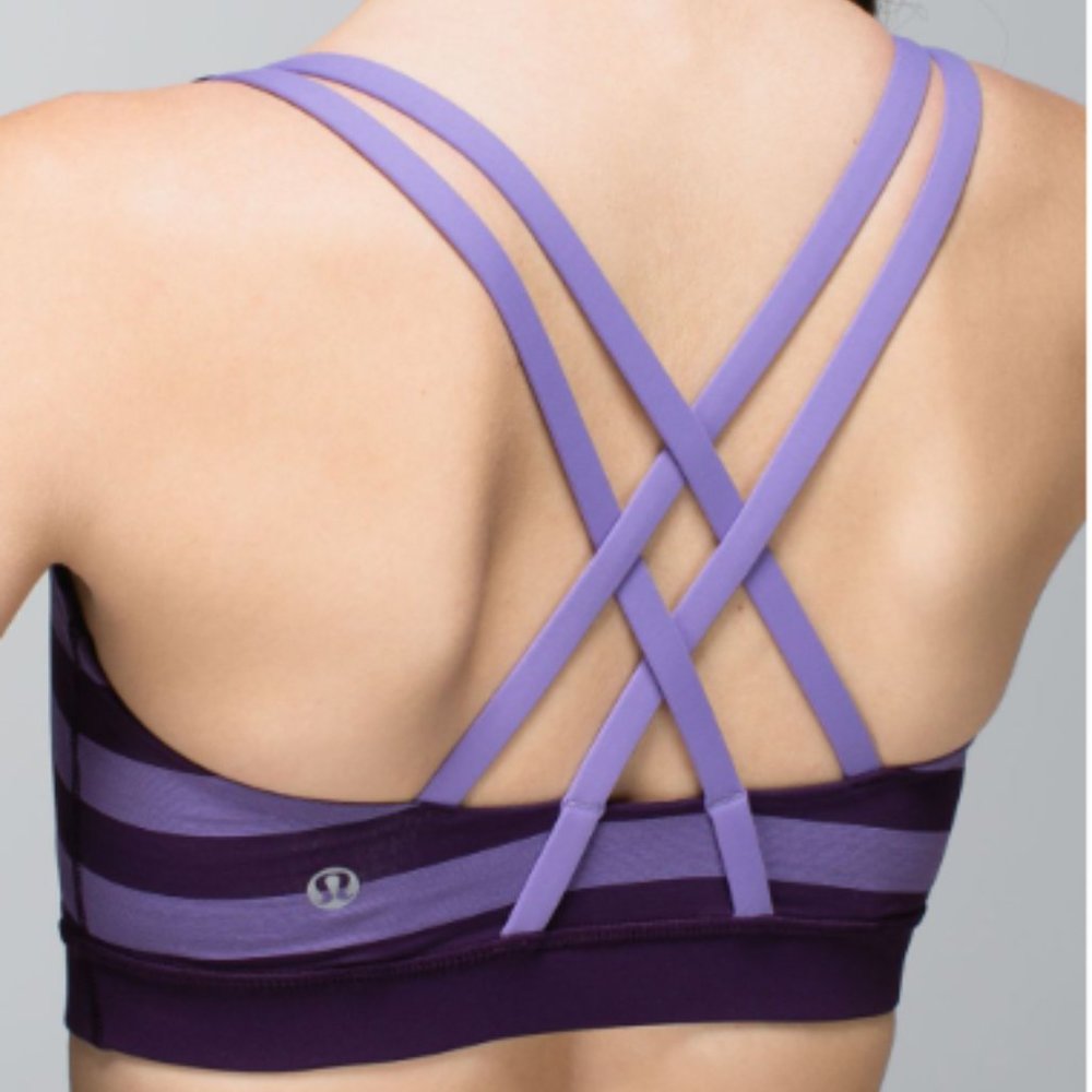 Lululemon Energy Bra Micro Macro Stripe Deep Zinfandel / Deep Zinfandel …